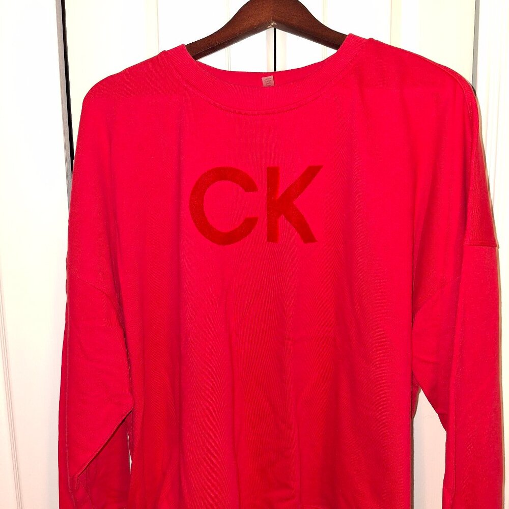 Calvin Klein Performance Plus Size Fleece Logo Crewneck (Red)